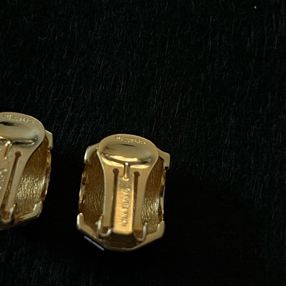 Vintage Christian Dior Swarovski Crystal Gold Plated Earrings Clip-On - Picture 5 of 12
